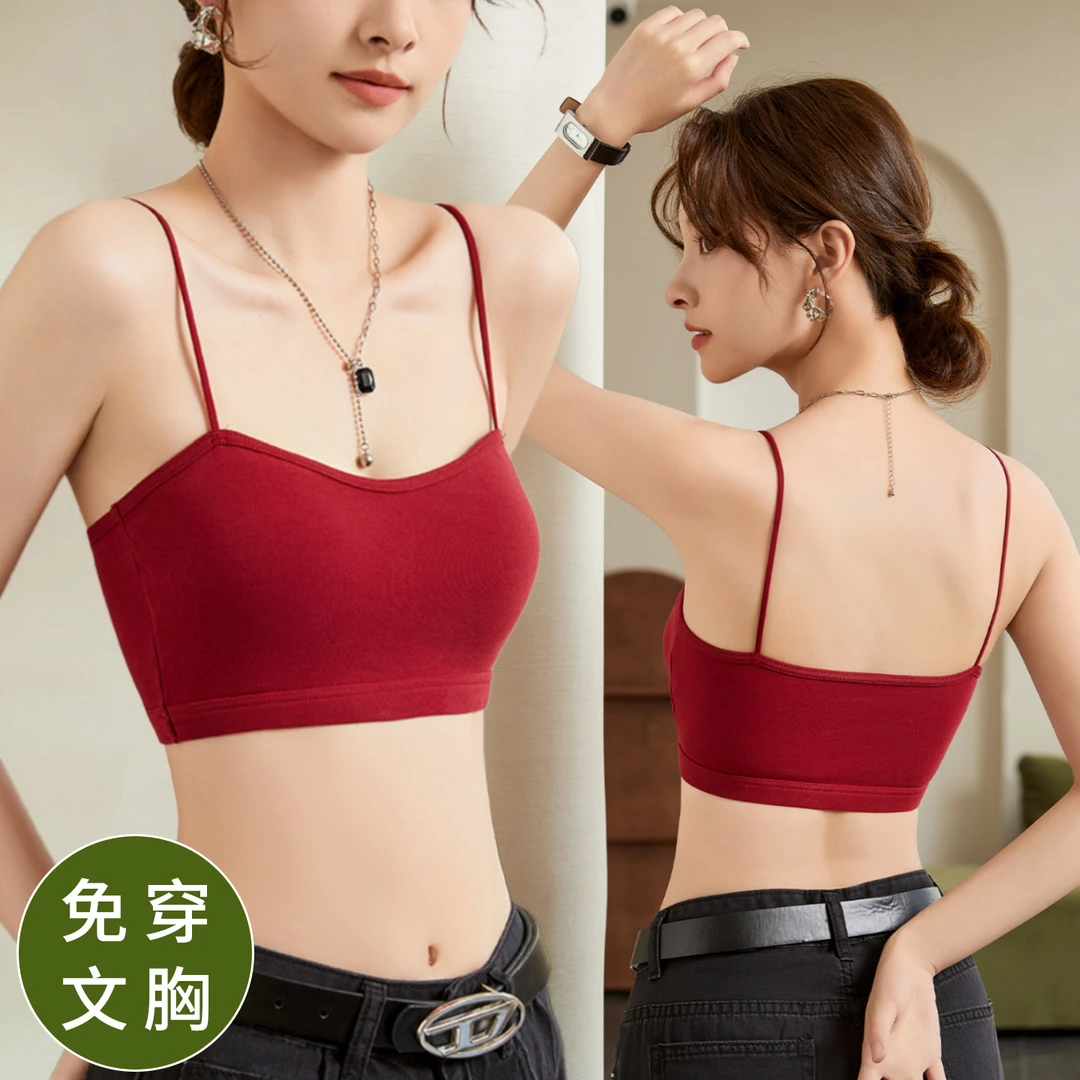 2025新款网红爆款细肩带防走光内搭可外穿内衣抹胸裹胸背心吊带女