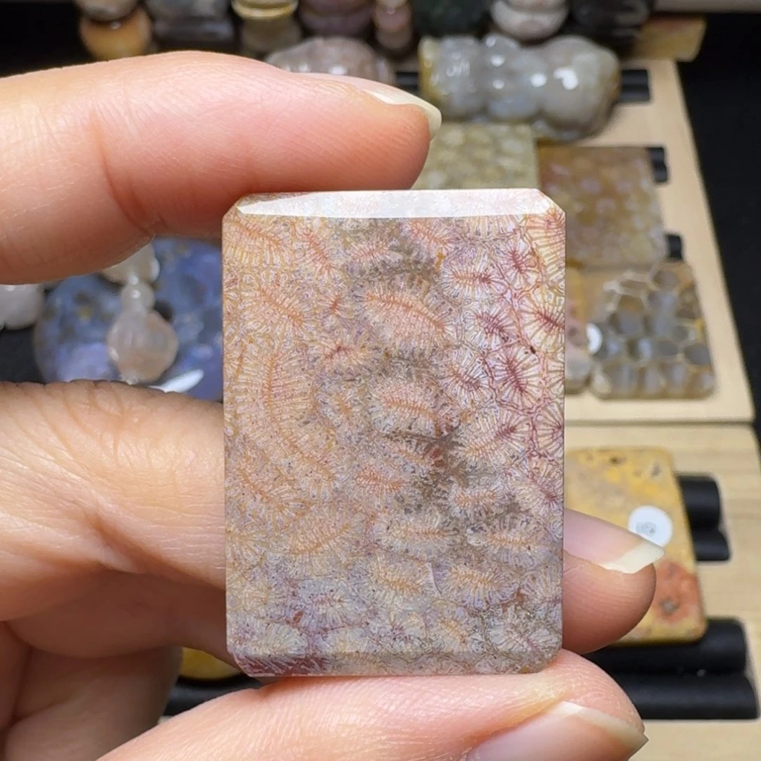 硅化玉未镶嵌紫红虫纹