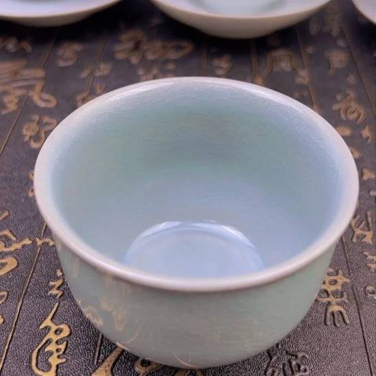 汝瓷天蓝釉主人杯可养茶线