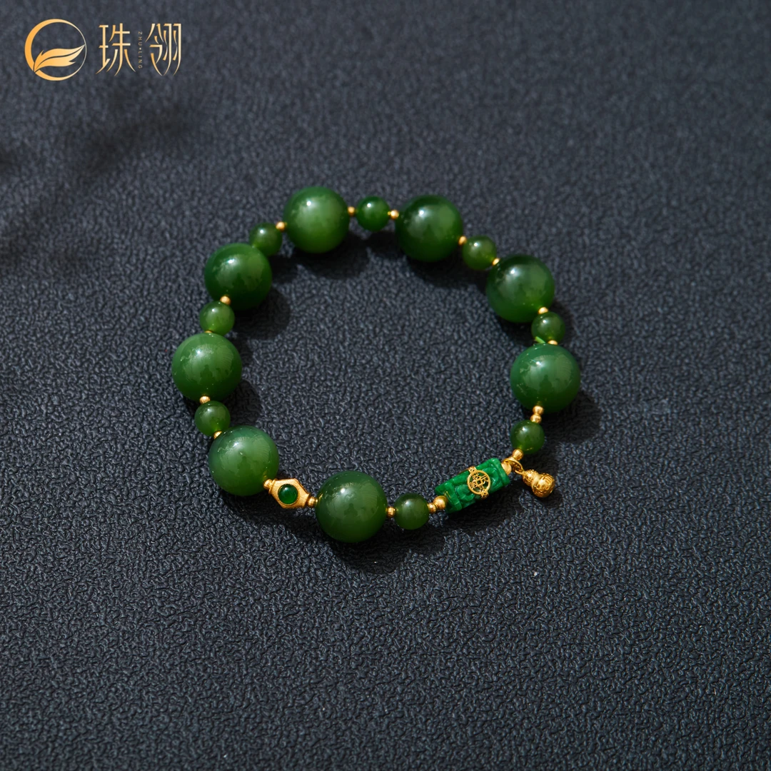 【珠翎珠宝】溪亭 | 18K碧玉手串多样性发一#XYGD287056-A