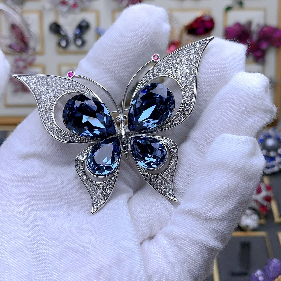 铜仿水晶胸针胸花