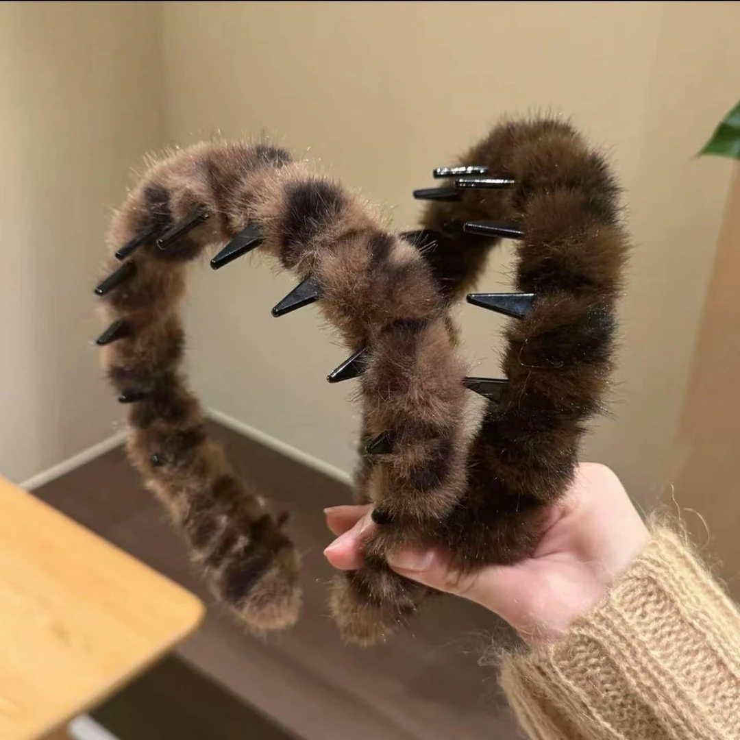 2025新款秋冬毛绒带齿发箍奶呼呼蓬松气质发抓大号盘发倒梳韩系