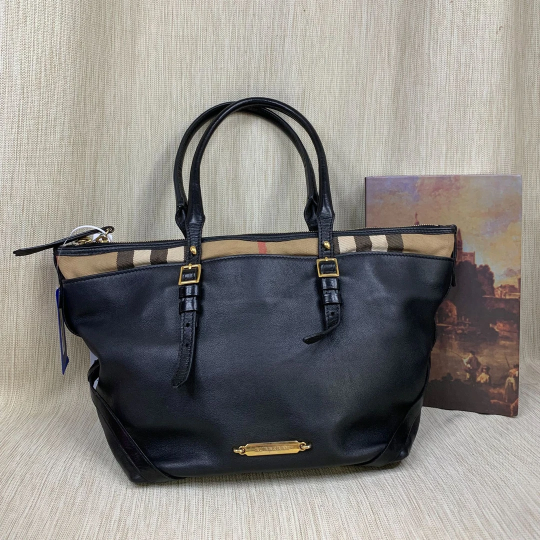 95新 BURBERRY/博柏利 格纹单肩托特包/F3XS06516076/6076