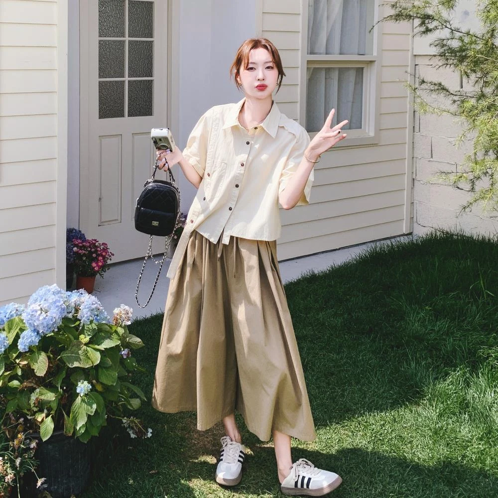 不规则工装套装裙女2025夏季新款漂亮半身裙设计感减龄衬衫两件套