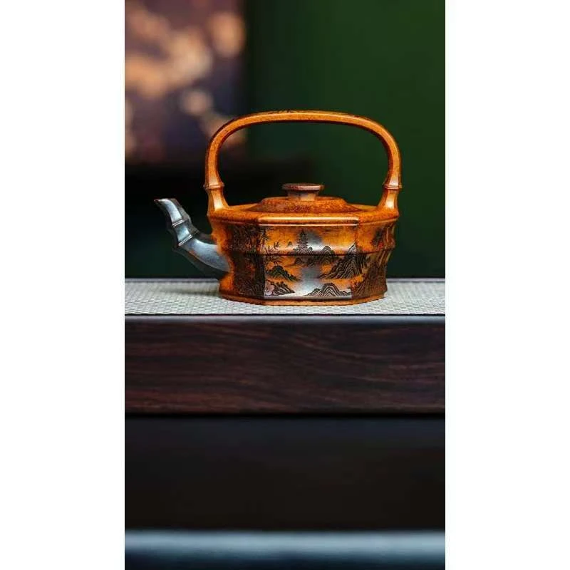 宜兴紫砂 竹段提梁 龙骨金砂 李志佩商品图