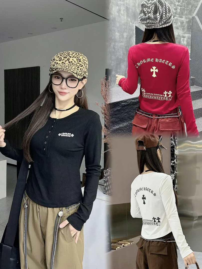 Y8816秋螺纹长袖T恤修身显瘦打底衫