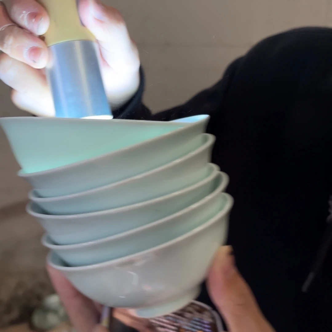 4寸影青小汤碗6只微瑕