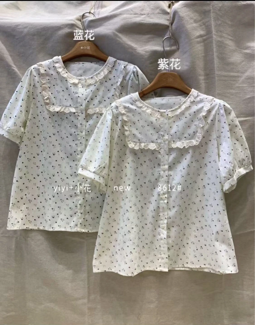 XH（8612）森系花边碎花衬衫  FL