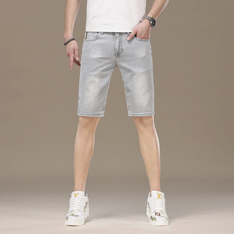 One What时尚牛仔短裤男修身百搭弹力2025夏季薄款高端五分裤休闲