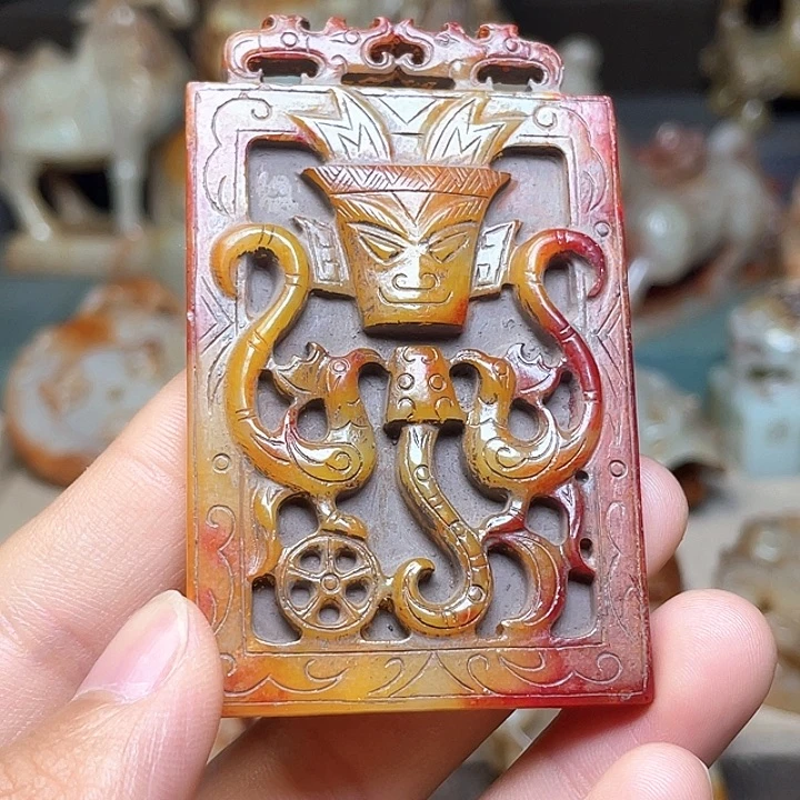 和田玉未镶嵌挂件六**顺