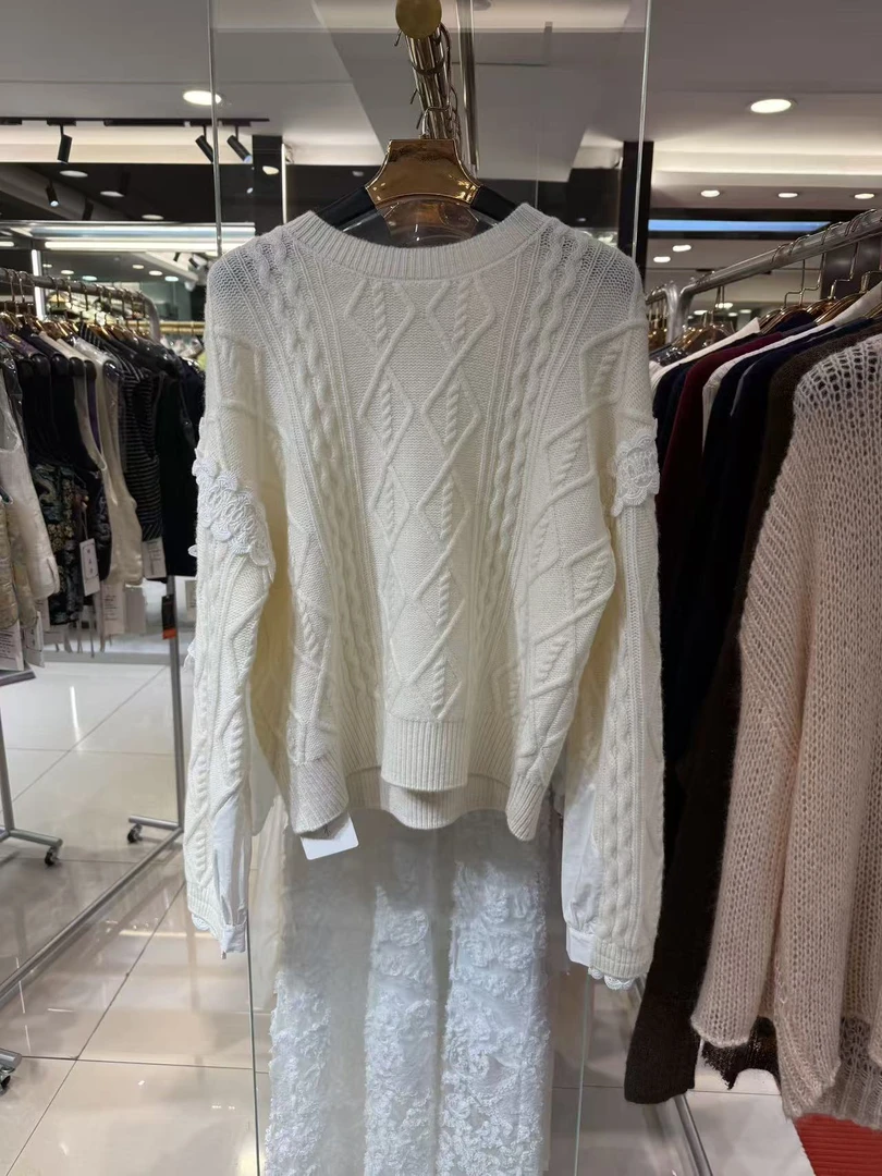 常规浮光正肩针织衫圆领衫针织衫套头毛针织衫