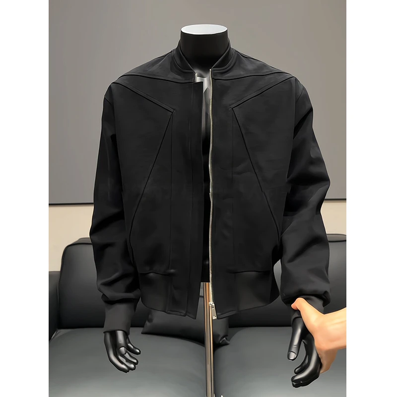 倒三角解构硬汉外套男秋春高级感痞帅飞行夹克cleanfit美式棒球服
