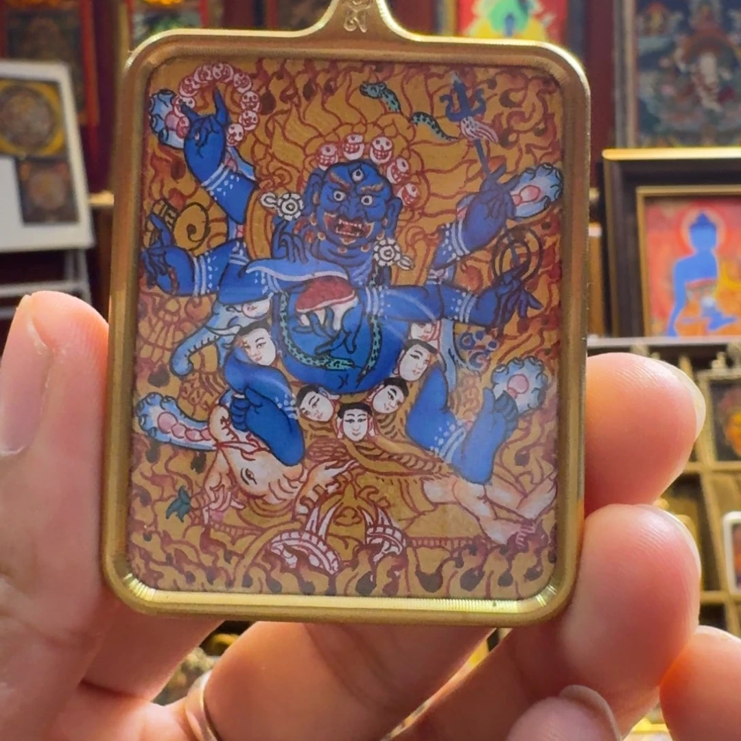 吊坠金唐六臂玛哈嘎拉大黑天