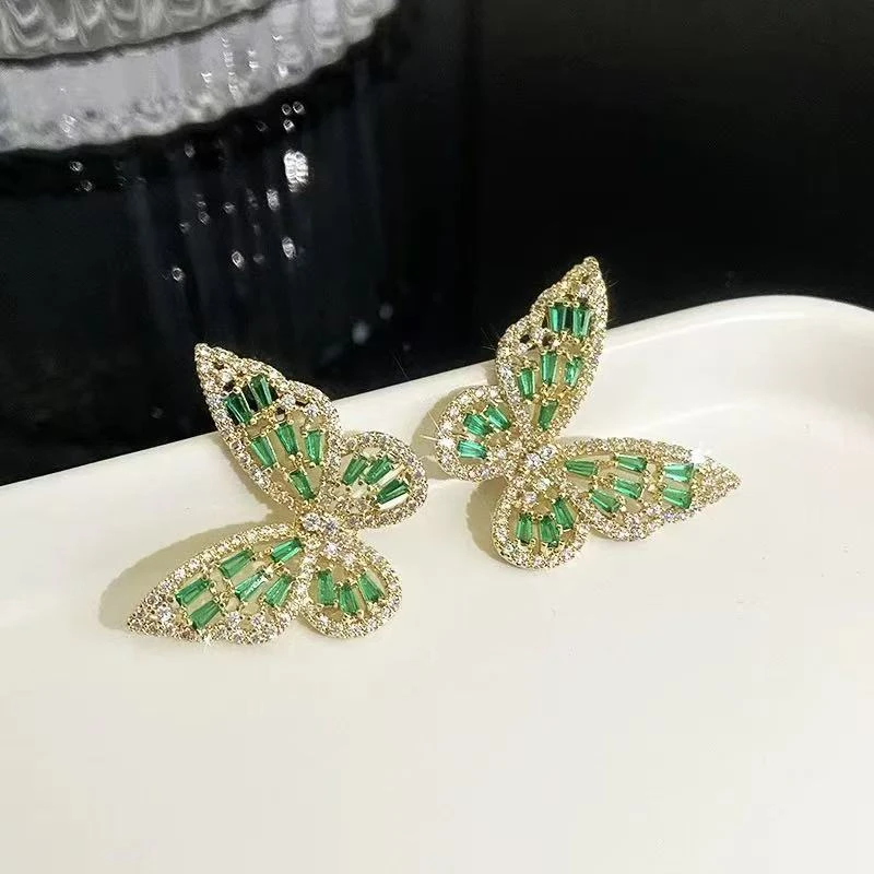 铜合金耳饰 【8694】韩国超仙粉色蝴蝶耳饰耳环小众气质