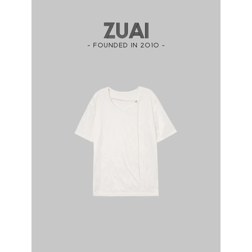 【微光挂绳T】超薄透气欧货洋气设计感上衣宽松短袖t恤女W23BA1090