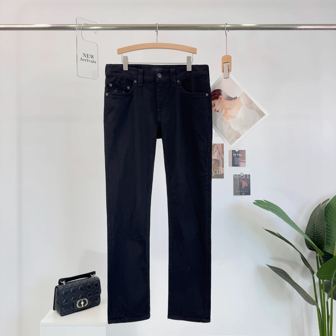 B677新款时尚九分牛仔裤小脚裤裤子时尚高腰黑色夏季女微喇252Z