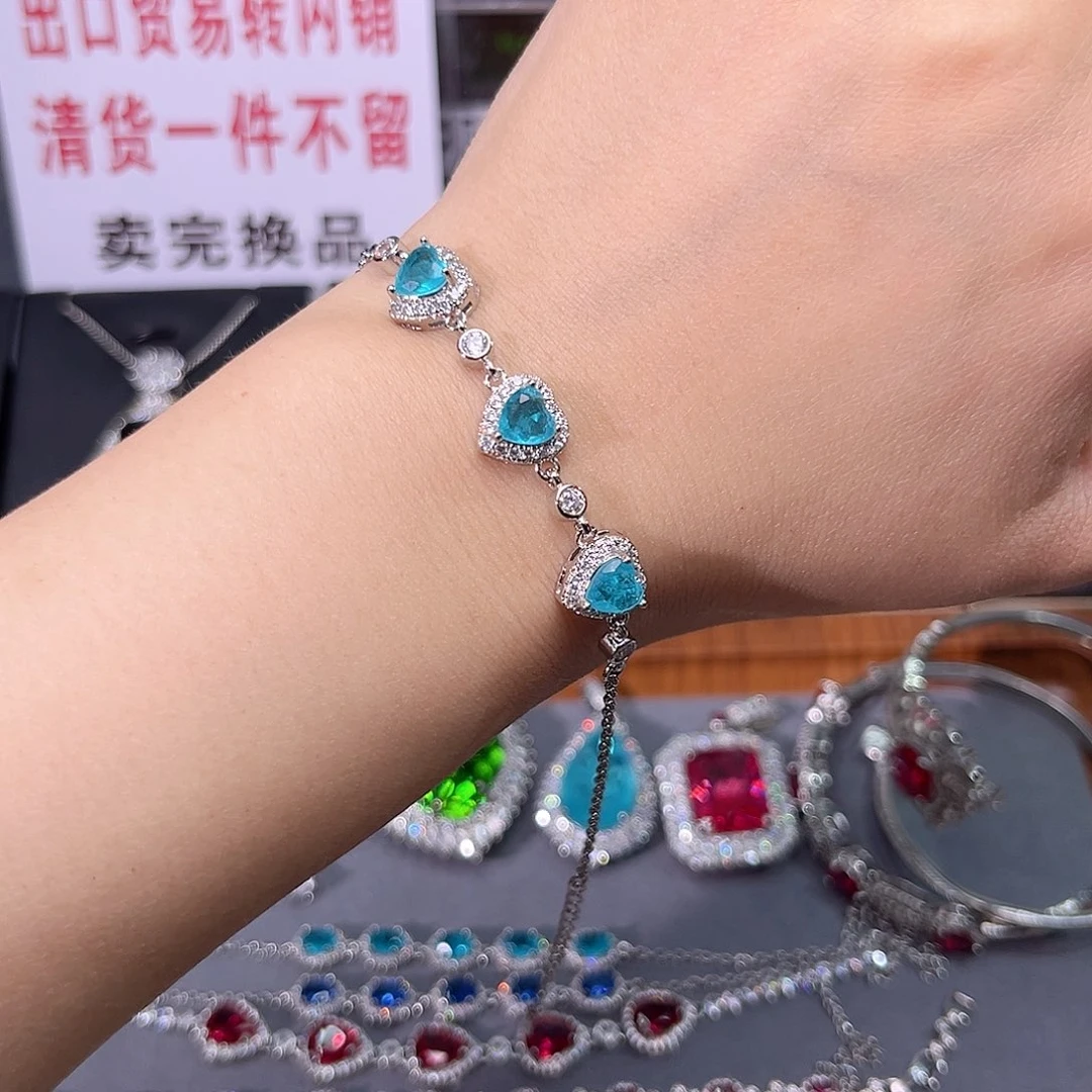 手链银S925镶嵌碧玺h 130