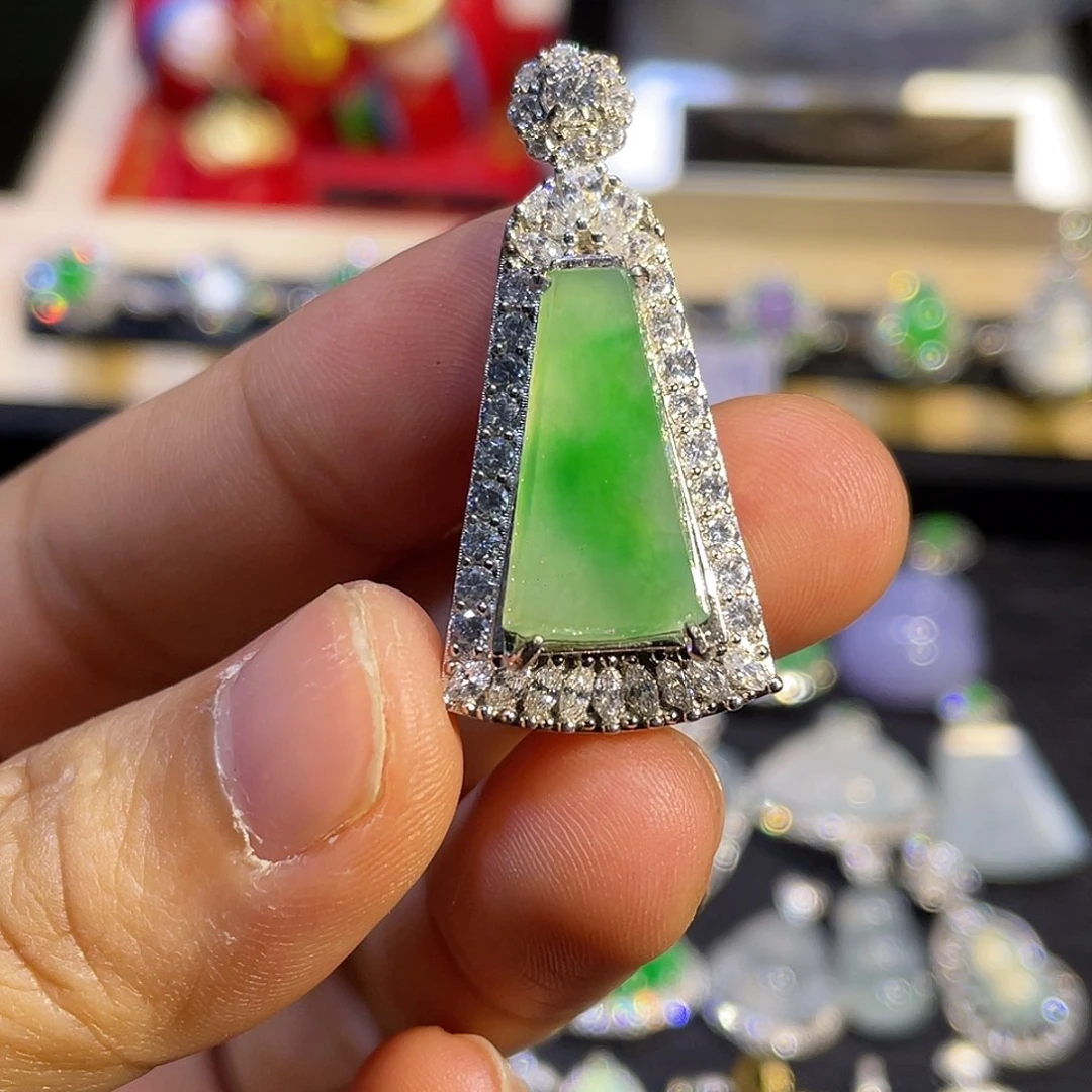 翡翠银S925镶嵌吊坠(不含链)