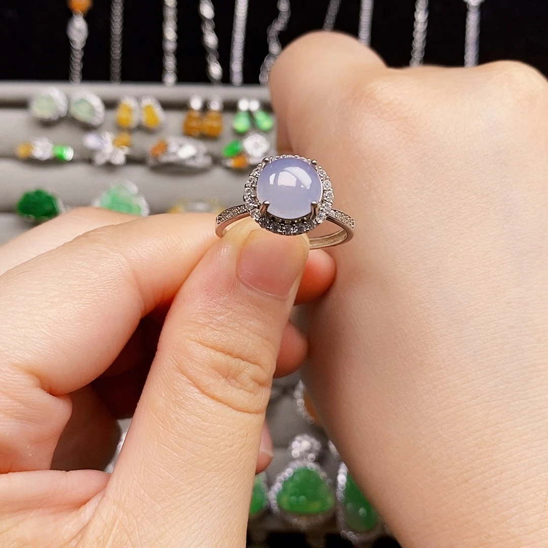 翡翠戒指银S925镶嵌蛋面