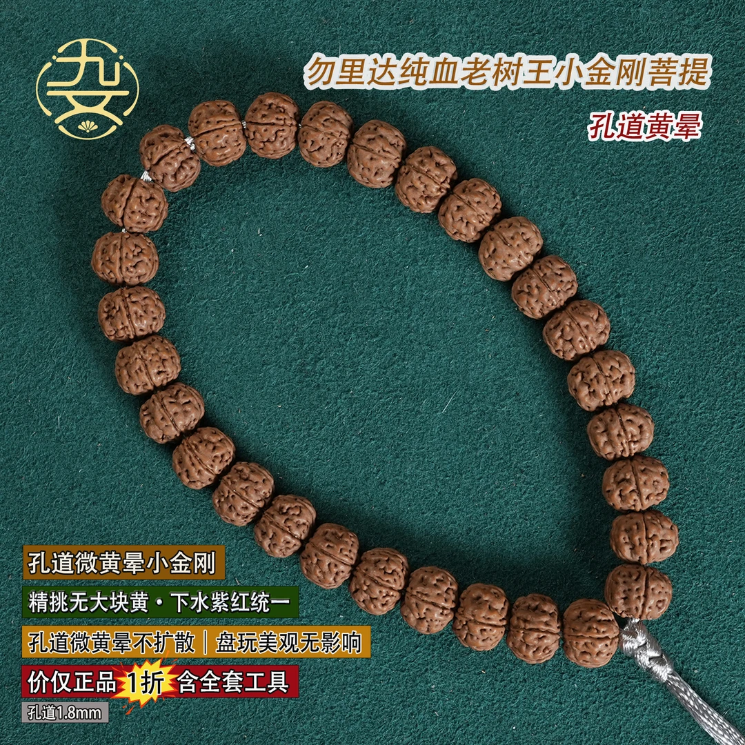 孔道黄单圈纯血老树王金刚菩提手串文玩手串男款串珠文玩小金刚
