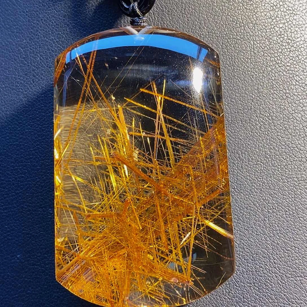未镶嵌颈饰水晶天然净体铜发晶无事牌吊坠
