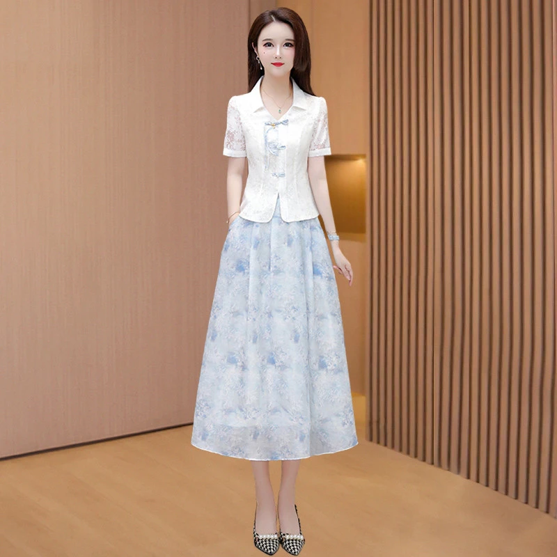 新中式国风女连衣裙子2025夏爆款旗袍气质高端超火两件套装十三行
