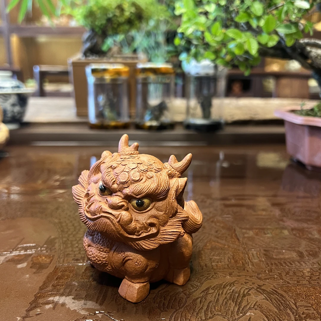 紫砂茶宠 紫砂麒麟 紫砂摆件小麒麟 纯手工 原矿紫砂