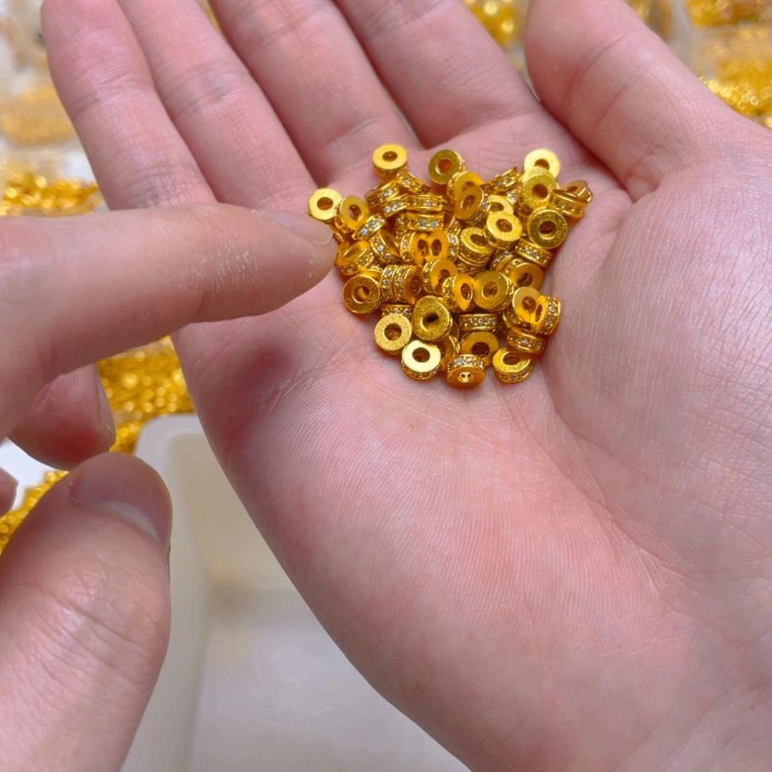 锆石铜合金镶嵌白色锆石隔片6mm10颗