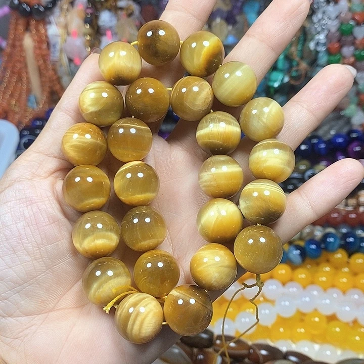 未镶嵌玛瑙/玉髓珠宝半成品A级天然金虎卡16mm