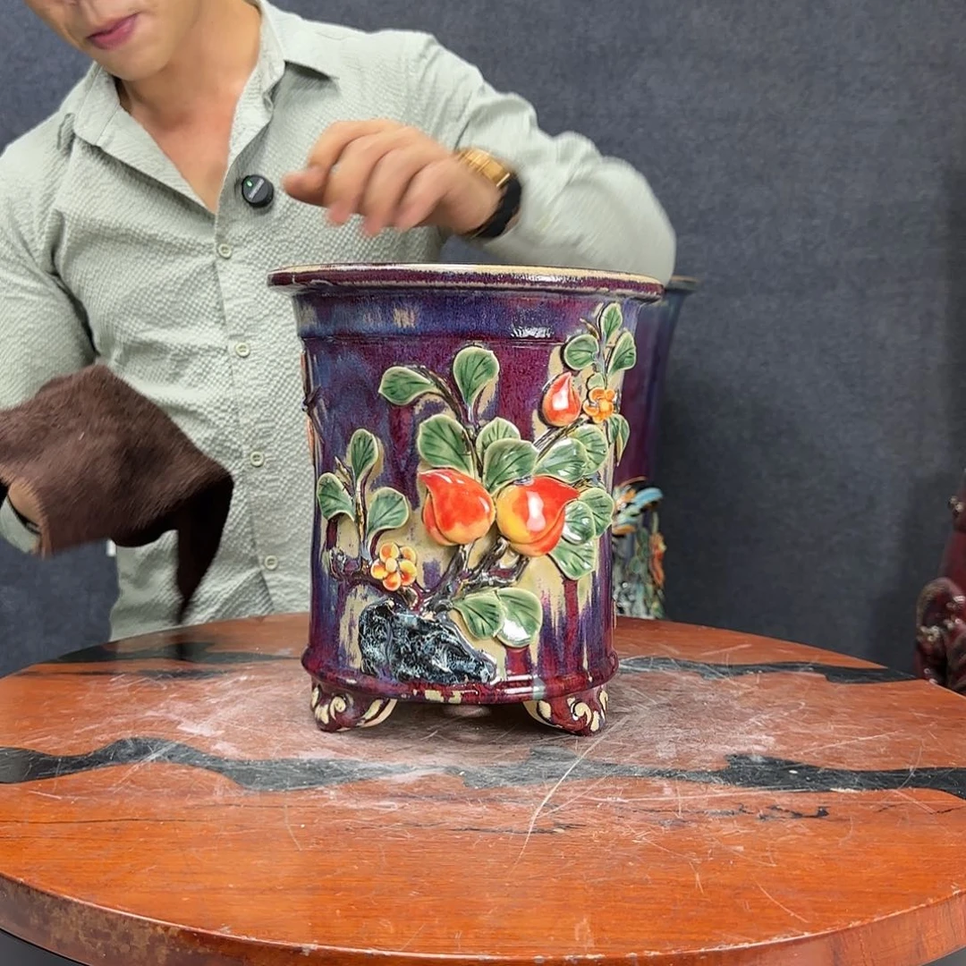 正宗岭南石湾盆内口17深21