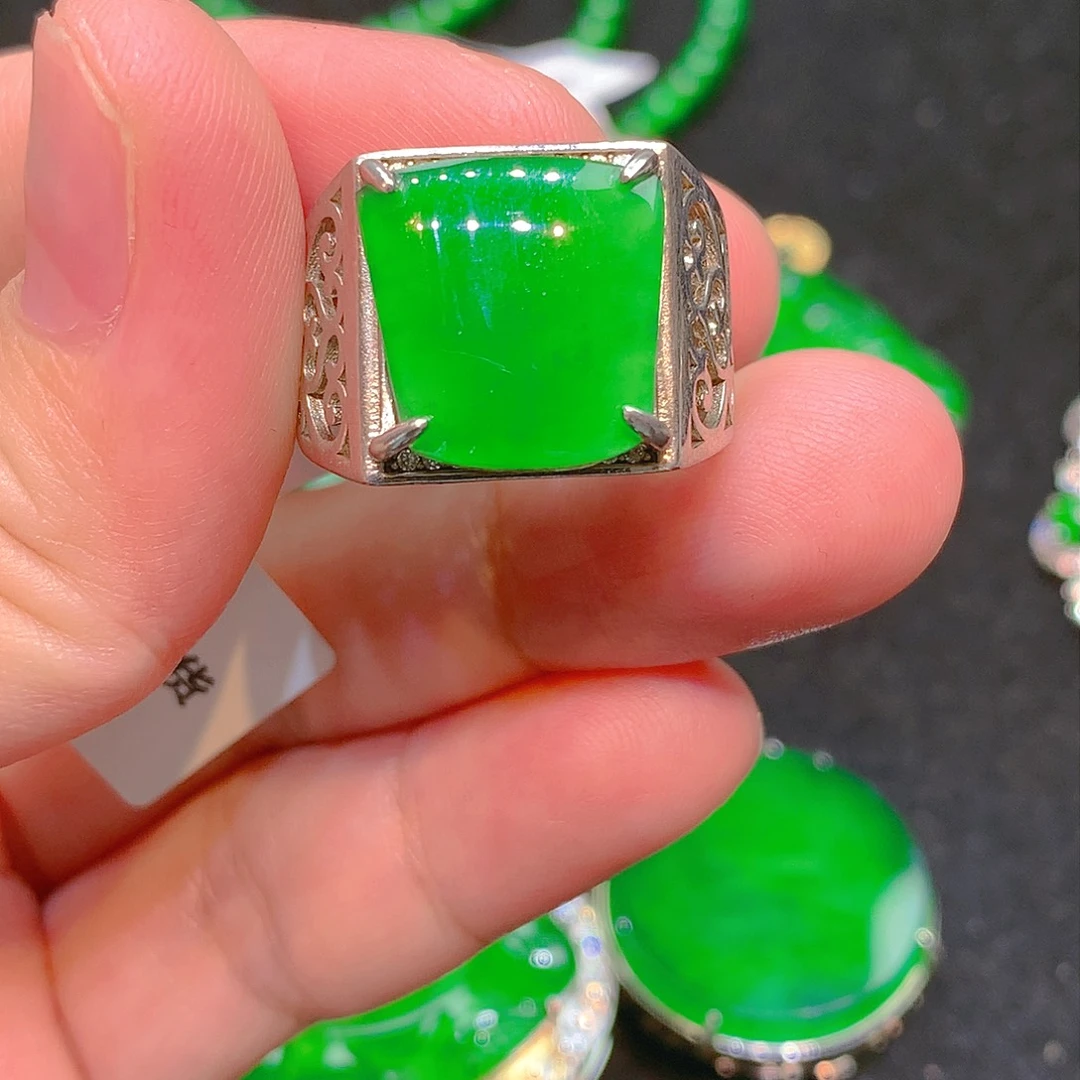 吊坠(不含链)银S925镶嵌翡翠翡翠