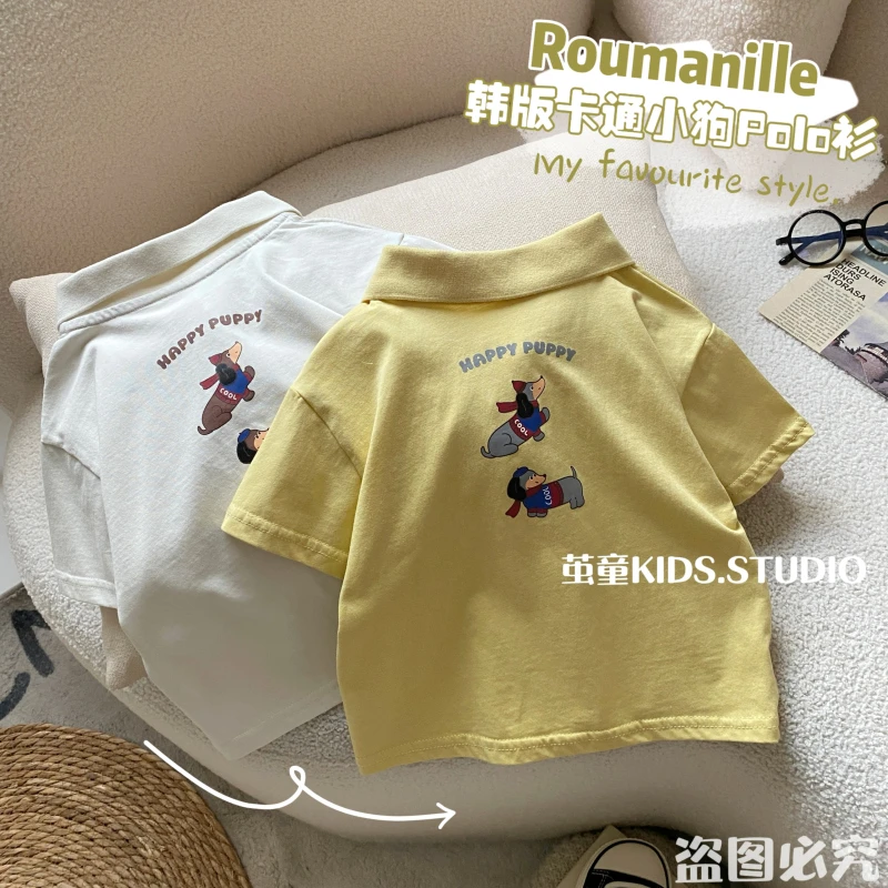 【麦麦妈】X036夏季小童韩版卡通小狗polo衫新品男女宝宝百搭上衣