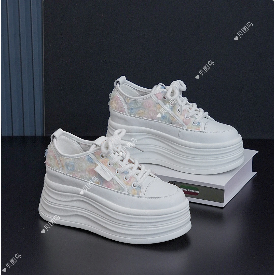 YX2025夏季透网小白鞋女休闲板鞋女鞋网面透气小个子增高休闲鞋女