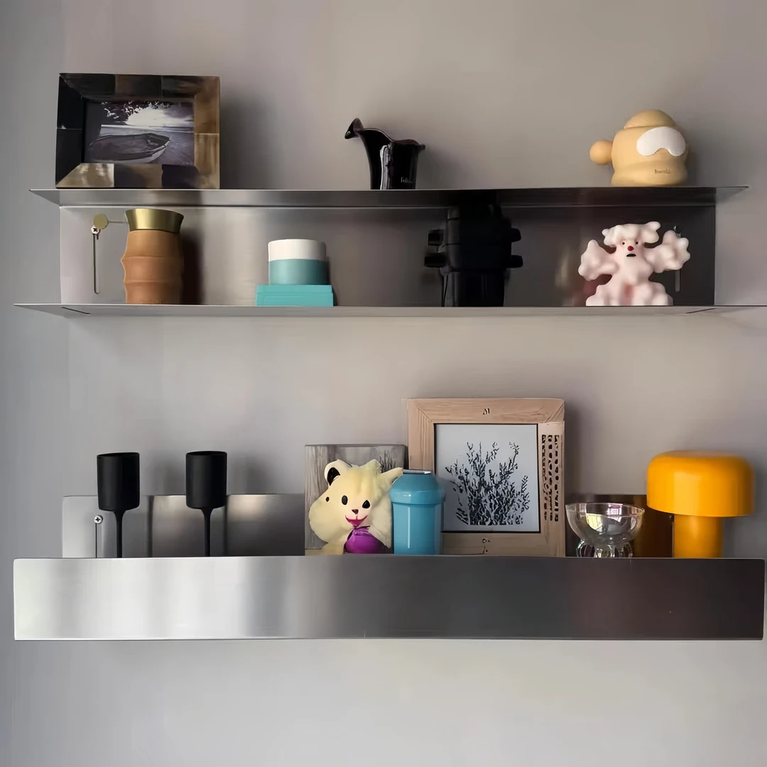 一字隔板墙上置物架不锈钢多层展示架客厅墙面装饰架自由组合书架