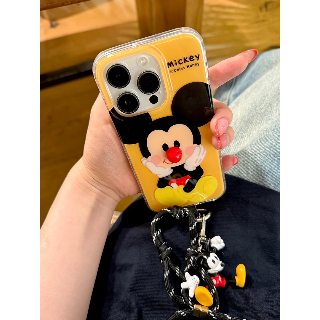 适用苹果16手机壳iPhone15/14promax可爱托腮立体鼻子米奇保护壳