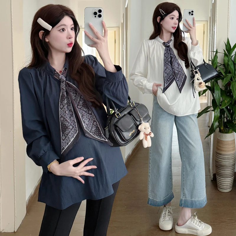 秋季孕妇装韩版显瘦洋气百搭秋季长袖衫衬衫上衣职业装上班衬衣