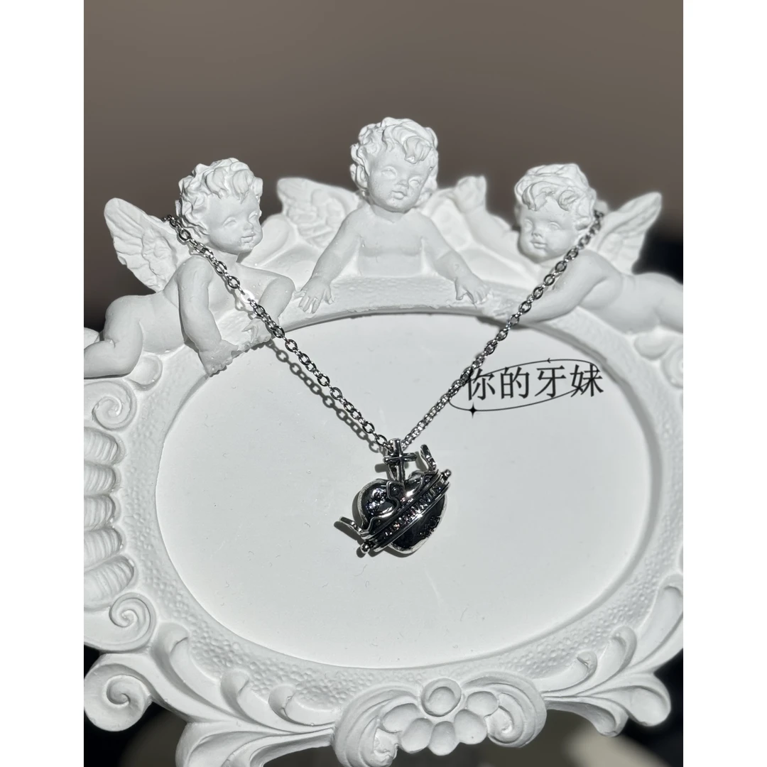 合金项链 爱心皇冠项链XL575气质轻奢设计感时尚小众