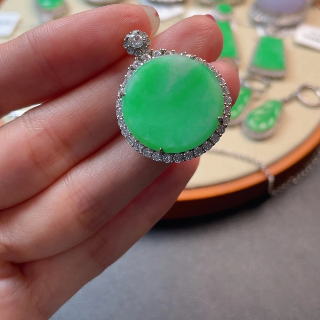 翡翠吊坠(不含链)银S925镶嵌