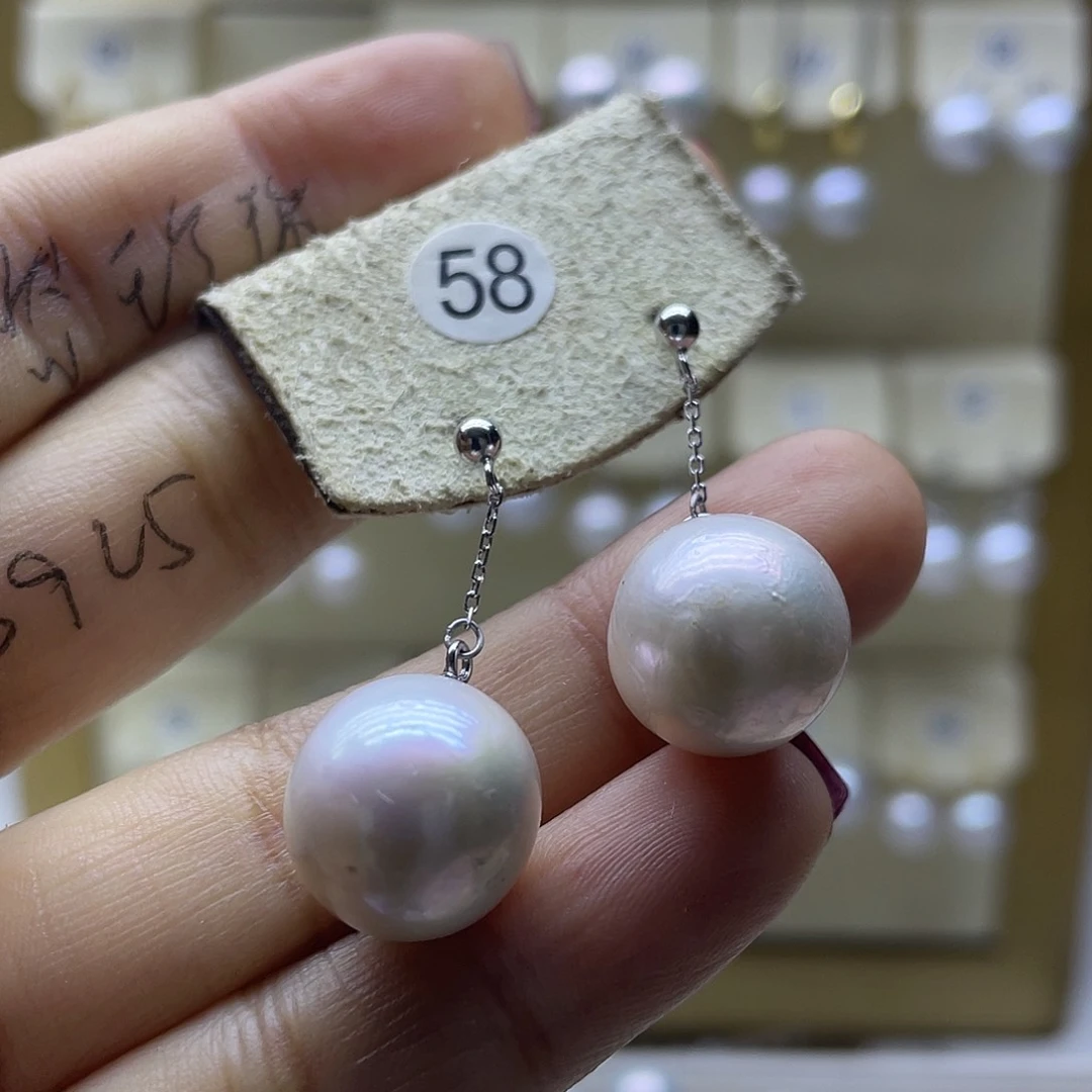 淡水珍珠耳饰银S925镶嵌