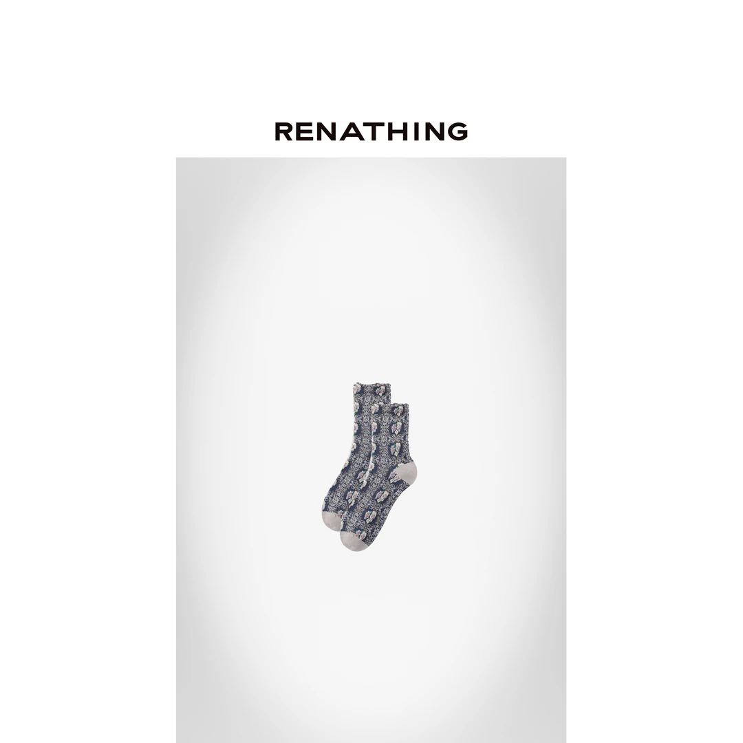 【RENATHING】复古花卉中筒袜