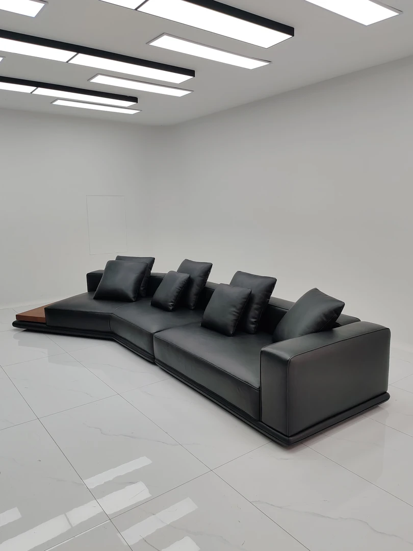 办公室家用意式极简长条U形尺寸异形极简真皮沙发简约客厅轻奢