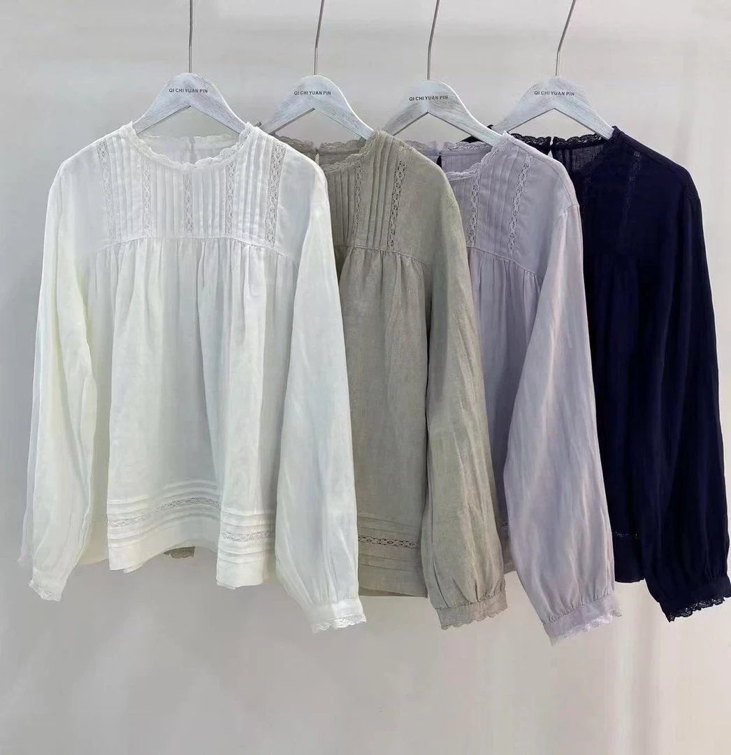 宽松型日系亚麻小衫
