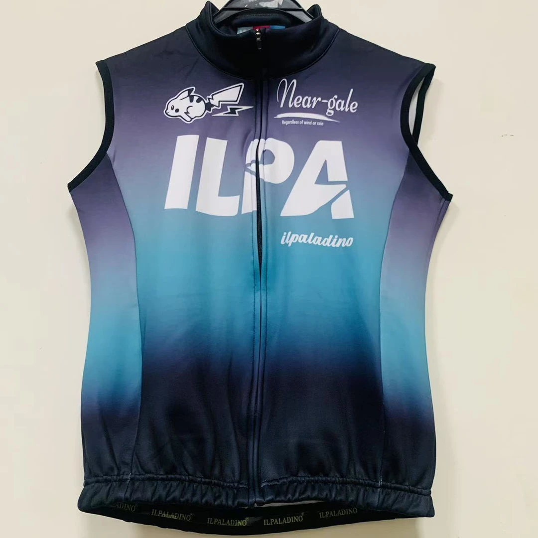 SQ 1078【ILPA蓝黑渐变加绒马甲男款】ILPALADINO骑行服无袖春秋冬