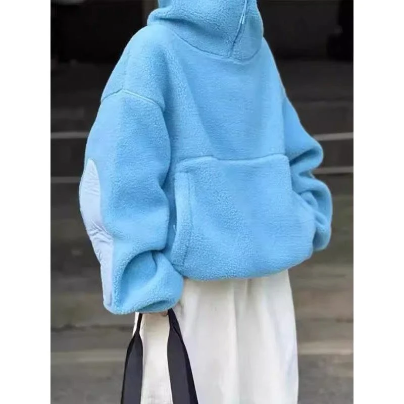 加大码300斤韩版羊羔毛卫衣男女秋冬季保暖宽松休闲连帽外套ins潮