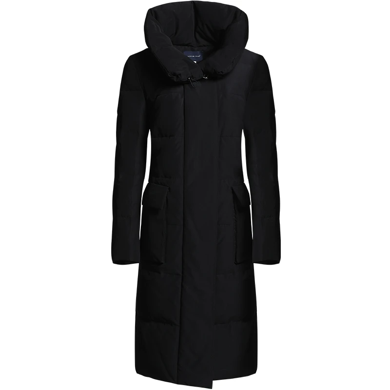 靓诺黑色大翻领LY18491A中长款羽绒服冬季