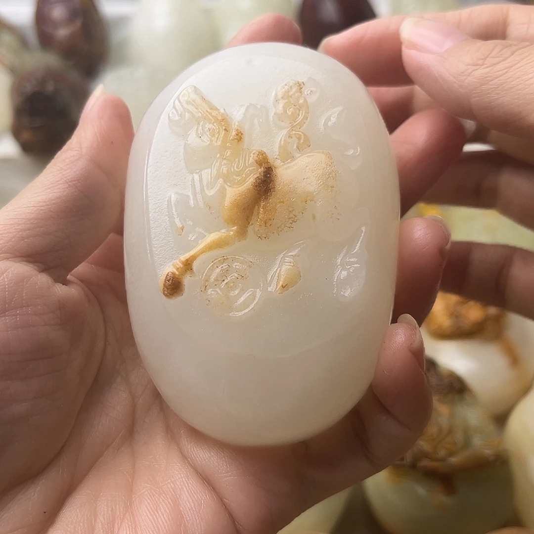 石材方解石手把摆件不退换牛