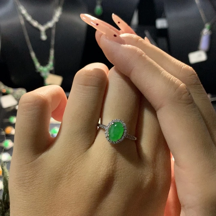 翡翠银S925镶嵌戒指