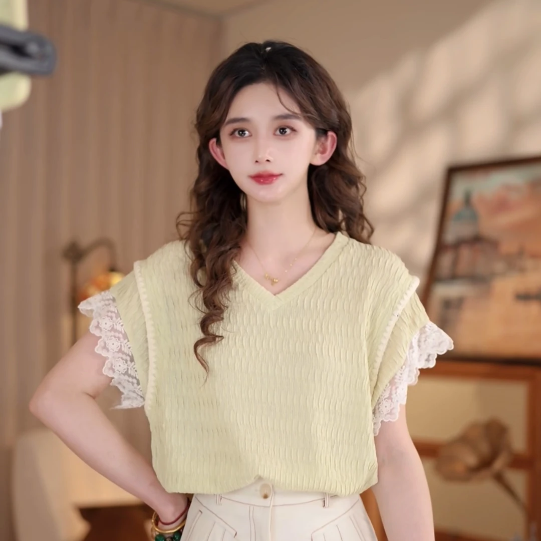 余紫绮【翠袖寒】夏日百搭T恤女显瘦休闲上衣ZW2023534