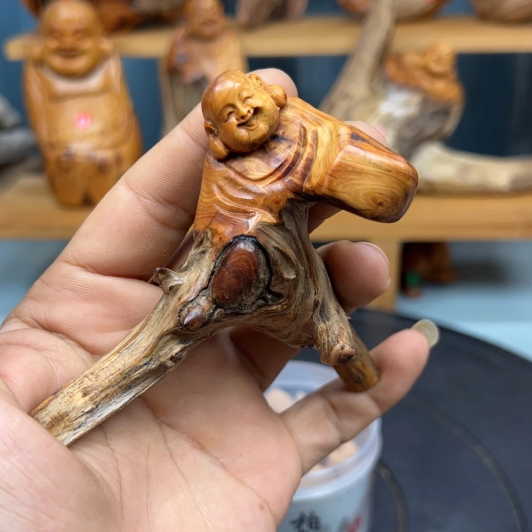 木明**景崖柏木摆件手把件