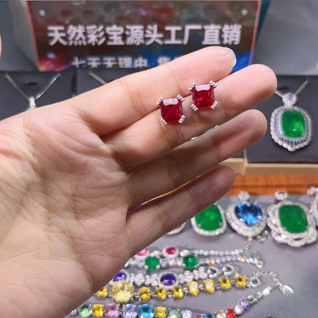 银S925镶嵌耳饰红宝石n 3